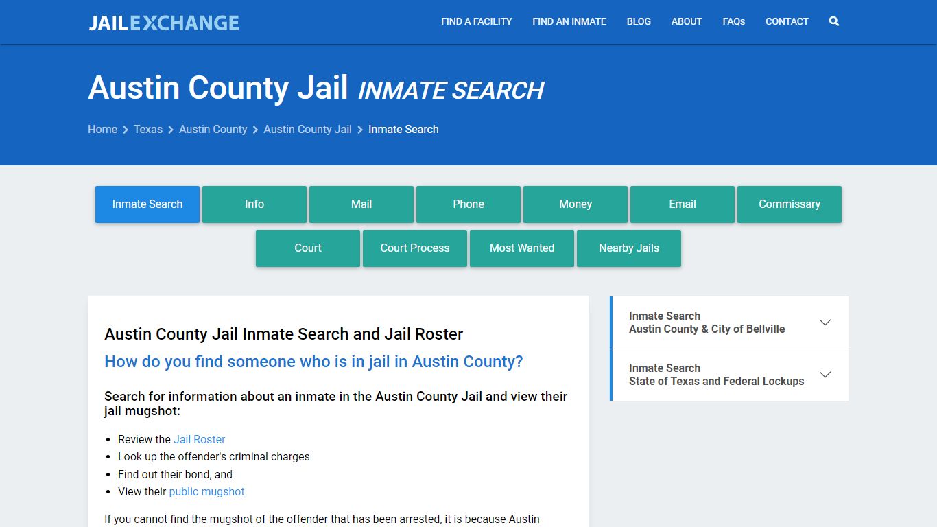 Inmate Search: Roster & Mugshots - Austin County Jail, TX